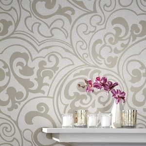 Wallpaper Her Divine Silver Glitter Swirls